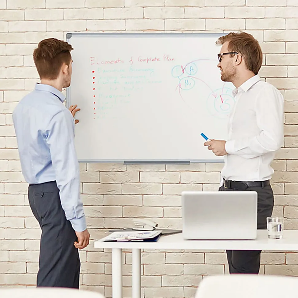MasterVision® Earth Silver Easy Clean™ Non-Magnetic Melamine Dry-Erase Whiteboard, 48" x 72", 80% Recycled, Aluminum Frame With Silver Finish