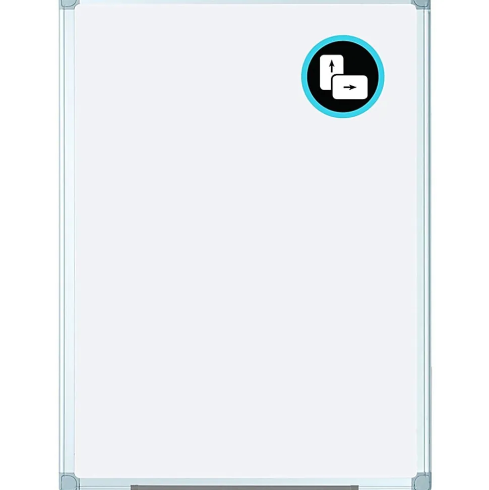 MasterVision® Earth Silver Easy Clean™ Non-Magnetic Melamine Dry-Erase Whiteboard, 48" x 72", 80% Recycled, Aluminum Frame With Silver Finish