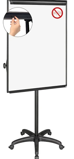 MasterVision® Easy Clean™ Mobile Non-Magnetic Dry-Erase Whiteboard Easel, 32" x 41", Aluminum Frame With Silver Finish