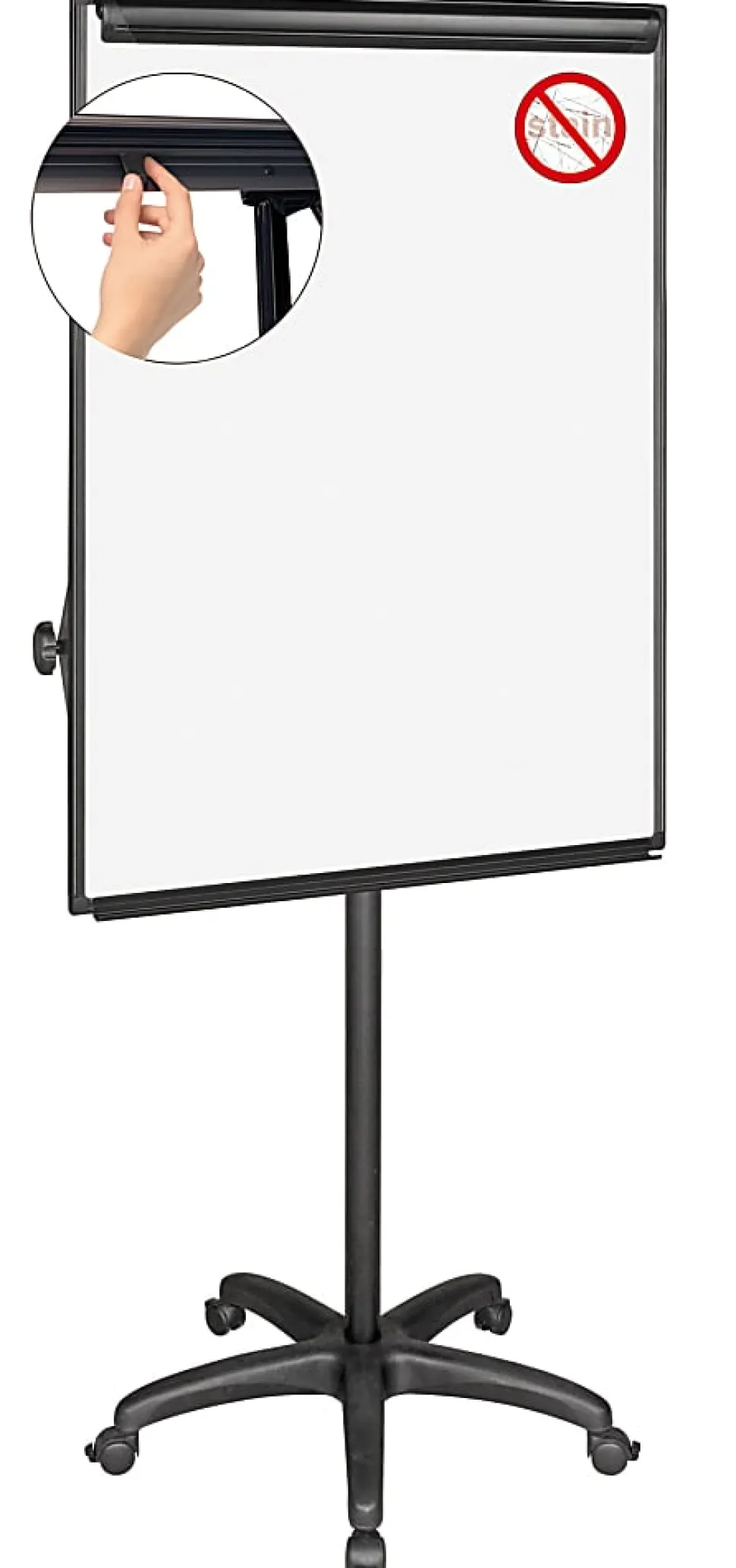MasterVision® Easy Clean™ Mobile Non-Magnetic Dry-Erase Whiteboard Easel, 32" x 41", Aluminum Frame With Silver Finish