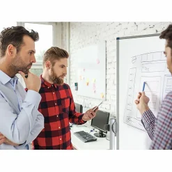 MasterVision® Gold Ultra™ Evolution Revolver Mobile Presentation Non-Magnetic Dry-Erase Whiteboard Easel, 36" x 47", Aluminum Frame With Silver Finish