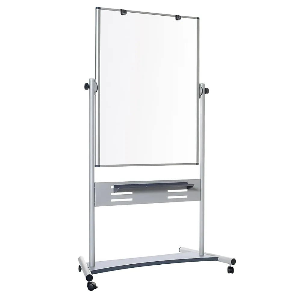 MasterVision® Gold Ultra™ Evolution Revolver Mobile Presentation Non-Magnetic Dry-Erase Whiteboard Easel, 36" x 47", Aluminum Frame With Silver Finish