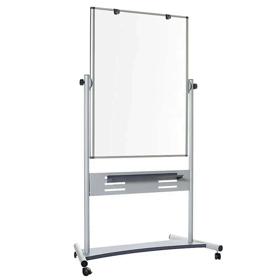 MasterVision® Gold Ultra™ Evolution Revolver Mobile Presentation Non-Magnetic Dry-Erase Whiteboard Easel, 36" x 47", Aluminum Frame With Silver Finish