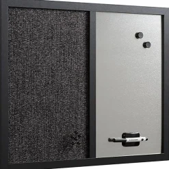 MasterVision® Magnetic Dry-Erase Whiteboard/Fabric Bulletin Combination Cubicle Board, 18” x 24”, Wood Frame With Black Finish