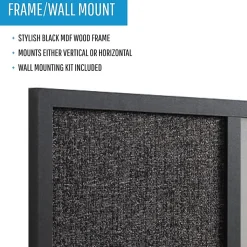 MasterVision® Magnetic Dry-Erase Whiteboard/Fabric Bulletin Combination Cubicle Board, 18” x 24”, Wood Frame With Black Finish