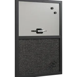 MasterVision® Magnetic Dry-Erase Whiteboard/Fabric Bulletin Combination Cubicle Board, 18” x 24”, Wood Frame With Black Finish