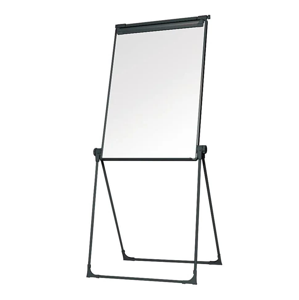MasterVision® Magnetic Gold Ultra™ Footbar Folds-To-A-Table Easel, Steel, Black