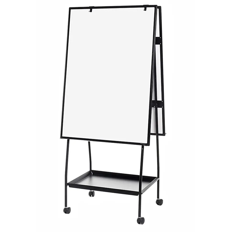 MasterVision® Magnetic Gold Ultra™ Adjustable Mobile Dry-Erase Whiteboard Easel, 65 12/16" x 24", Metal Frame With Black Finish