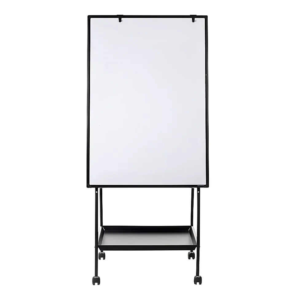 MasterVision® Magnetic Gold Ultra™ Adjustable Mobile Dry-Erase Whiteboard Easel, 65 12/16" x 24", Metal Frame With Black Finish