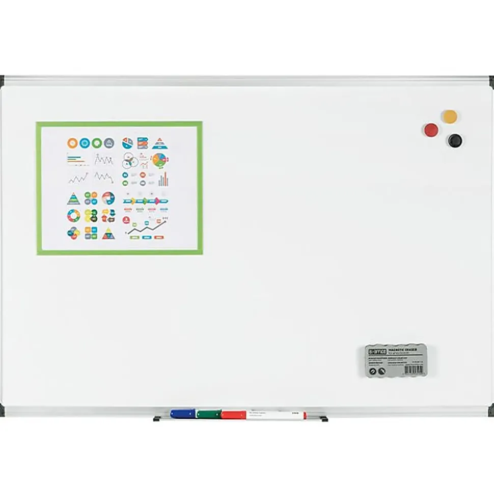 MasterVision® Maya Platinum Pure Magnetic Dry-Erase Whiteboard, 48" x 72", Aluminum Frame With Silver Finish