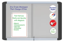 MasterVision® Platinum Pure Magnetic Dry-Erase Enclosed Whiteboard, Sliding Door, 36" x 48", Aluminum Frame With Silver Finish