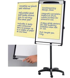 MasterVision® Platinum PureWhite™ Porcelain Magnetic Mobile Dry-Erase Whiteboard Easel, 29
