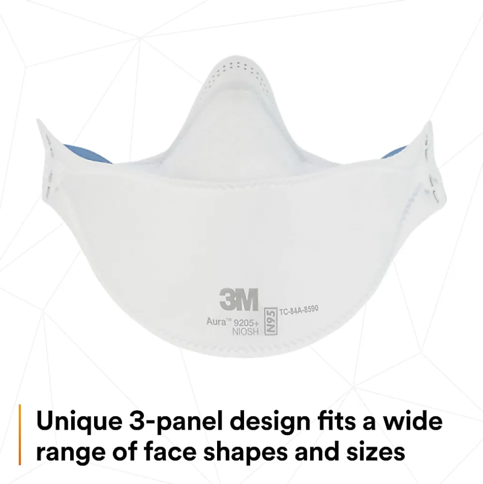 3M™ Aura N95 Particulate Respirators, 9205+, White, Pack Of 440 Respirators