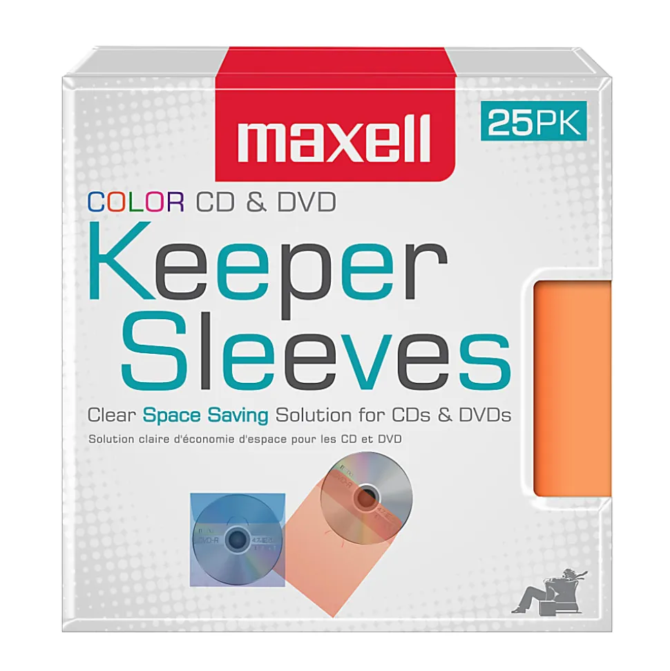 Maxell® CD/DVD Keepers, Assorted Colors, Pack Of 25