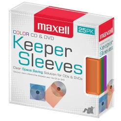 Maxell® CD/DVD Keepers, Assorted Colors, Pack Of 25