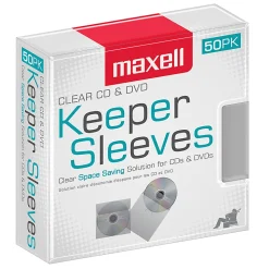 Maxell® CD/DVD Keepers, Clear, Pack Of 50