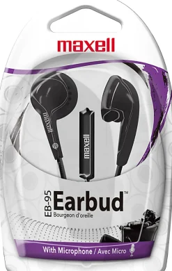 Maxell® EB-95 Earbuds With Microphone, Black