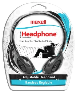 Maxell HP-100 Lightweight Stereo Headphone, Black