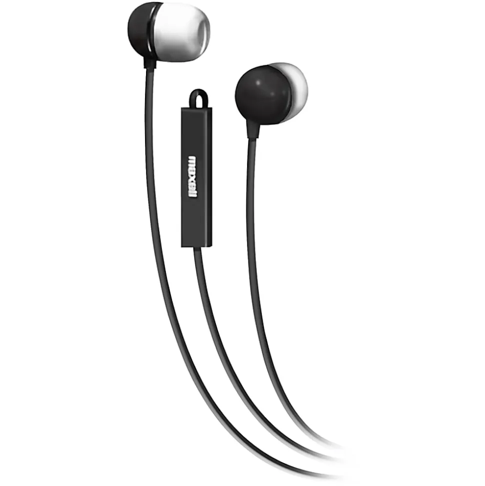 Maxell In-Ear Earbuds with Microphone and Remote - Stereo - Mini-phone (3.5mm) - Wired - 16 Ohm - 20 Hz - 190300WM