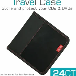 Maxell® Traditional 24-Disc CD & DVD Travel Case, Black, 190161