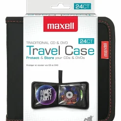 Maxell® Traditional 24-Disc CD & DVD Travel Case, Black, 190161