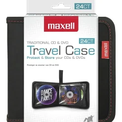 Maxell® Traditional 24-Disc CD & DVD Travel Case, Black, 190161
