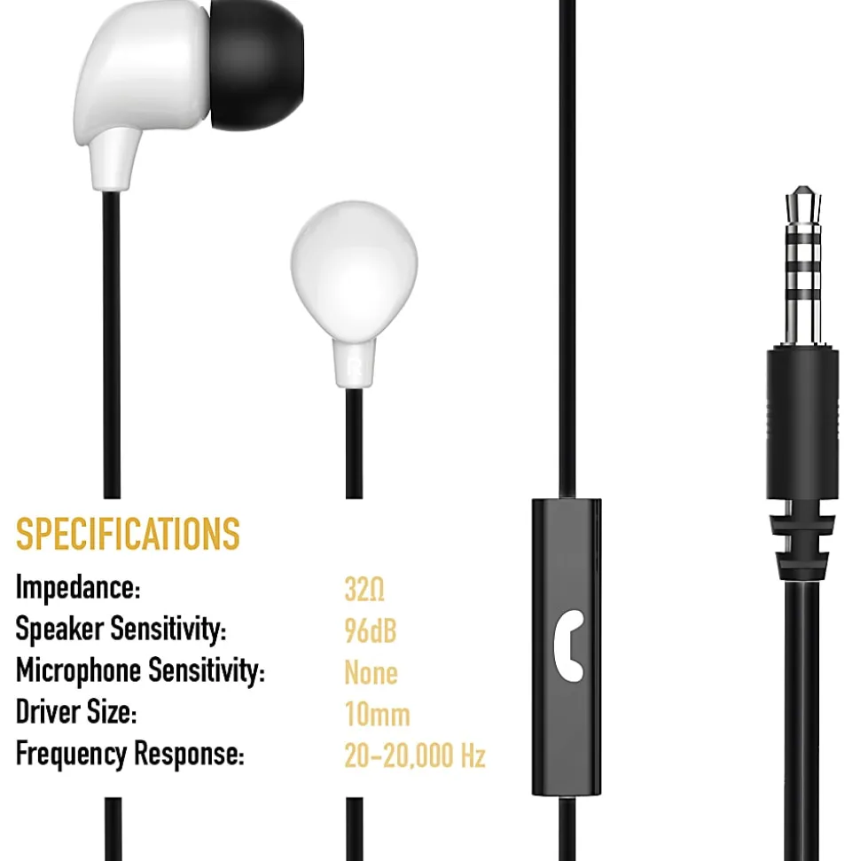 Maxell Trilogy Wired Earbuds, Black, Pack Of 3 Pairs, MAX199688
