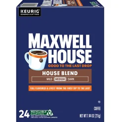 Maxwell House House Blend Coffee Keurig Single Serve K-Cup Pods, 24 Pods Per Pack, Case Of 4 Packs
