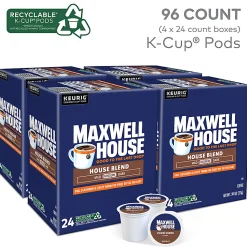 Maxwell House House Blend Coffee Keurig Single Serve K-Cup Pods, 24 Pods Per Pack, Case Of 4 Packs
