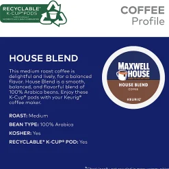 Maxwell House House Blend Coffee Keurig Single Serve K-Cup Pods, 24 Pods Per Pack, Case Of 4 Packs