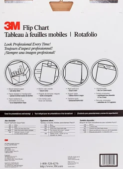 3M™ Bleed-Resistant Flip Charts, 25" x 30", White, 40 Sheets Per Pad, Pack Of 2 Pads