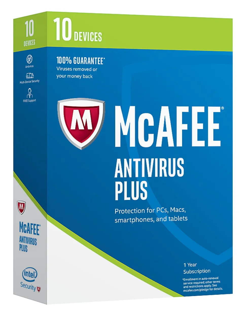 McAfee® AntiVirus Plus 2017, 1-Year Subscription, For 10 PC/Mac® Devices, Product Key