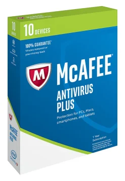McAfee® AntiVirus Plus 2017, 1-Year Subscription, For 10 PC/Mac® Devices, Product Key