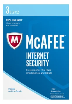 McAfee® Internet Security 2017, AntiVirus Software, 1-Year Subscription, For 3 PC And Apple® Mac® Devices, Product Key Card?