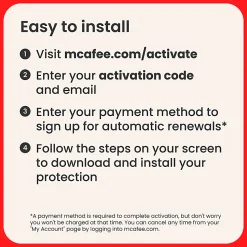 McAfee® LiveSafe Antivirus & Internet Security Software, Unlimited Devices, 1-Year Subscription, Auto-Renewal, Product Key, MLS41EODURAAM