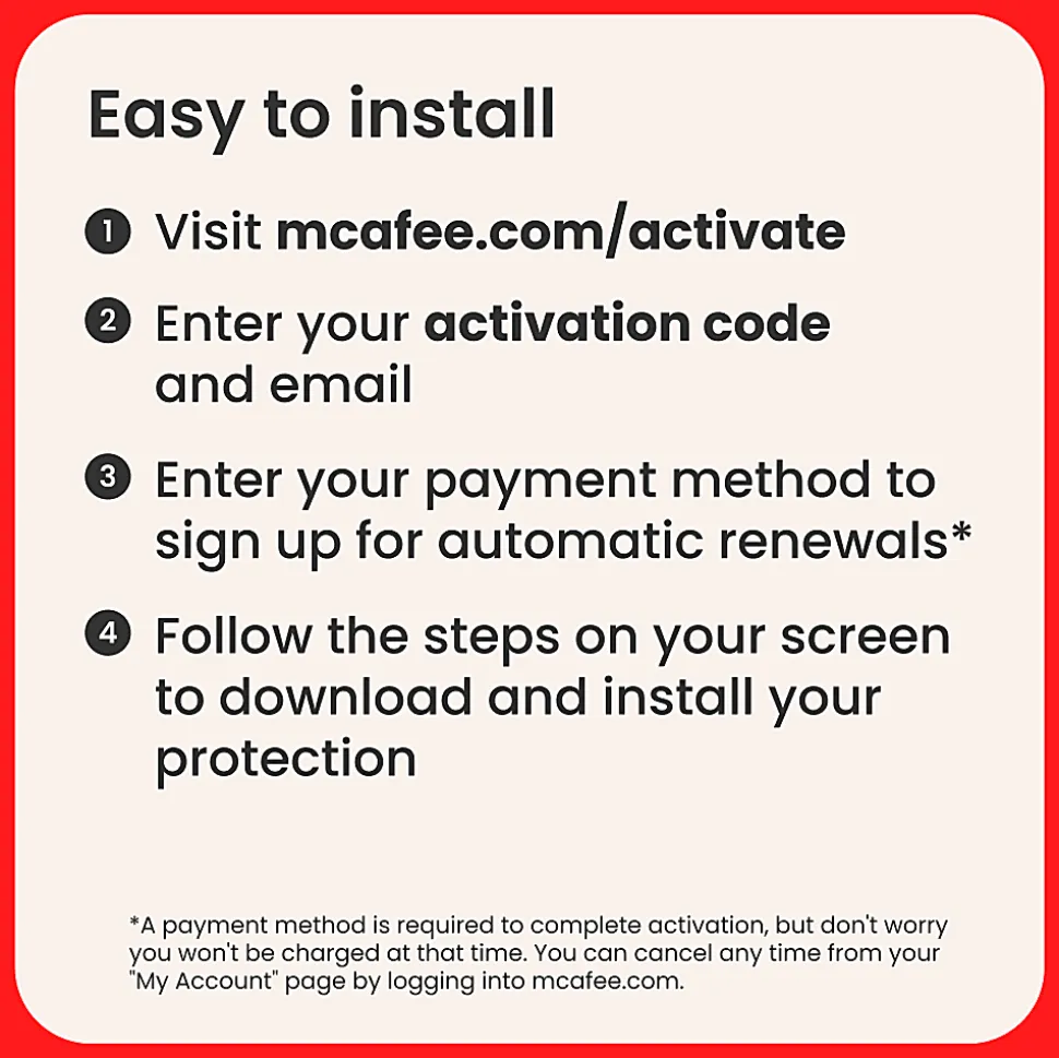 McAfee® LiveSafe Antivirus & Internet Security Software, Unlimited Devices, 1-Year Subscription, Auto-Renewal, Product Key, MLS41EODURAAM
