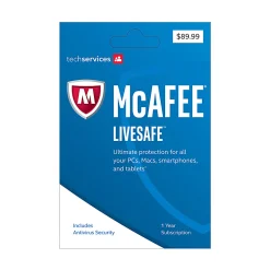 McAfee® LiveSafe™ AntiVirus Software, For PC/Mac®, iOS And Android, Unlimited Devices, 1-Year Subscription, eCard