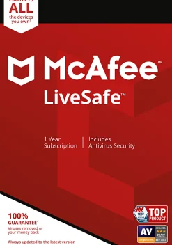 McAfee® LiveSafe, For Unlimited Devices, Antivirus Security Software, 1-Year Subscription, Product Key