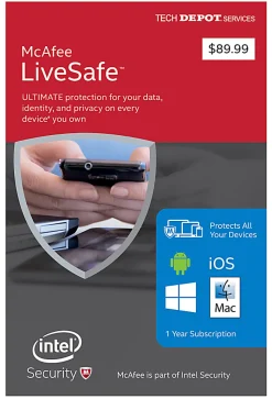 McAfee® LiveSafe™ 2016, 1-Year Subscription, For PC/Mac® And Mobile Devices, Product Key