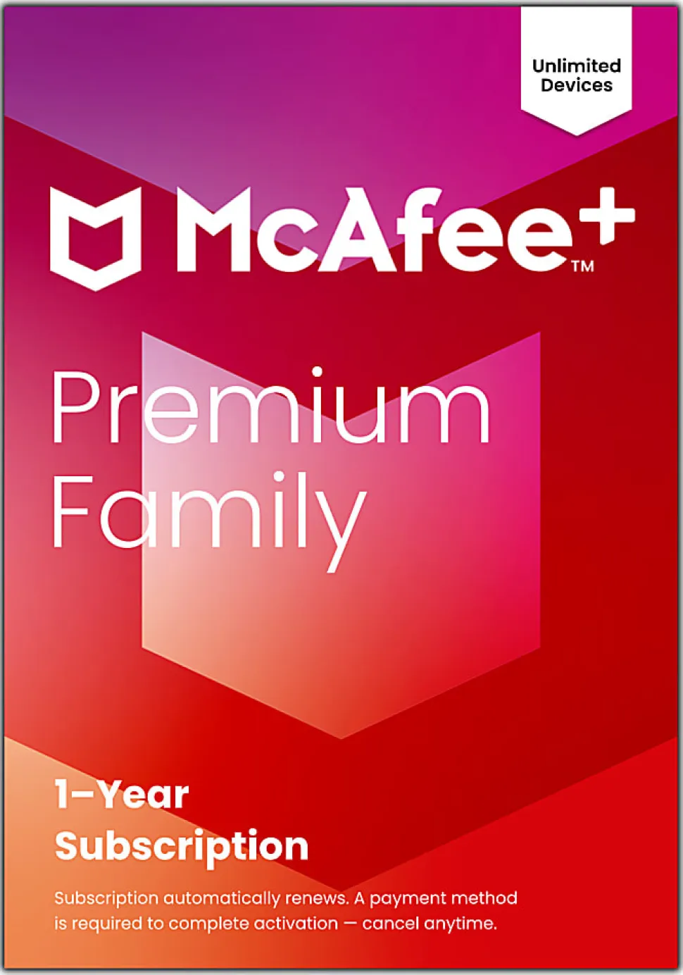 McAfee+ Premium Family Antivirus And Internet Security Software, Unlimited Devices, 1-Year Subscription, Auto-Renewal, Product Key, MPP41EODURPFM