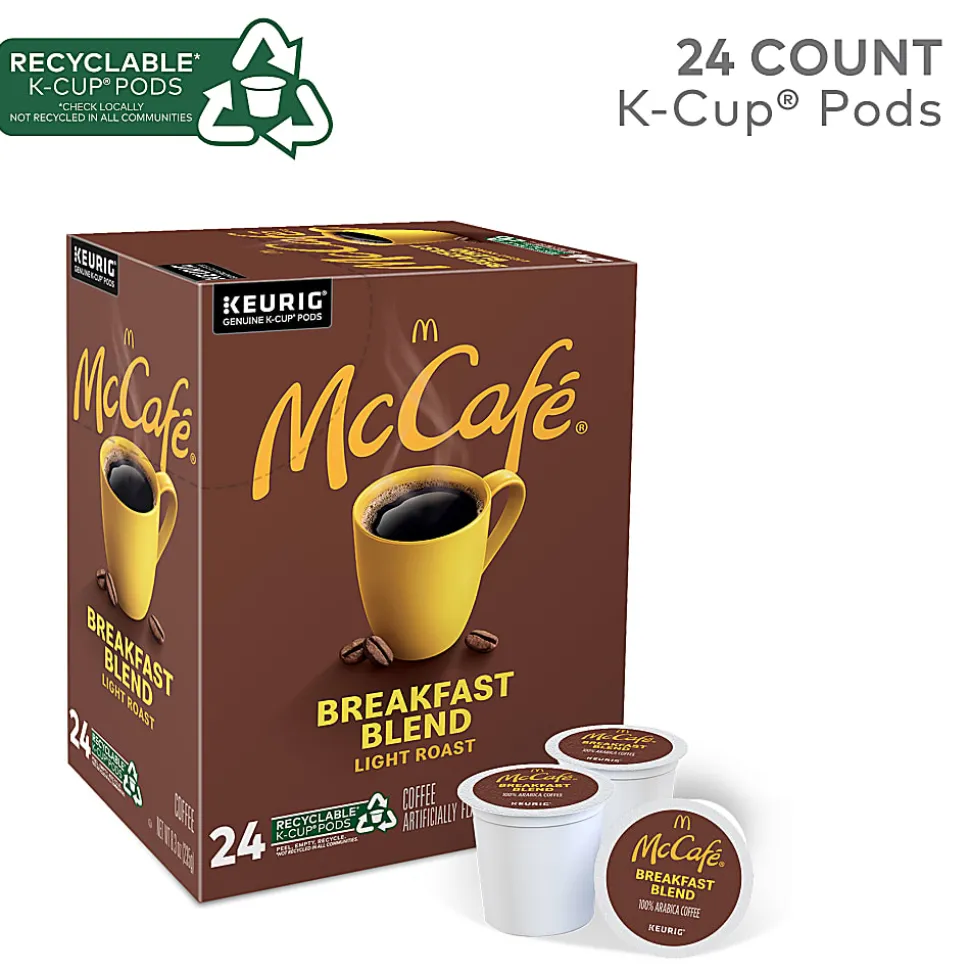 McCafe® Breakfast Blend Coffee, K-Cups, Box Of 24 Pods, Case Of 4 Boxes