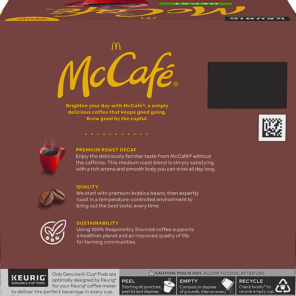 McCafe K-Cup, Pod Coffee - Medium - K-Cup, Pod - Premium Roast Decaf - Kosher - Decaffeinated - 48 / Pack
