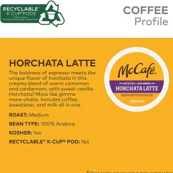 McCafe McCaf K Cup Horchata Latte Medium Roast K Cups, Box Of 20 K Cups