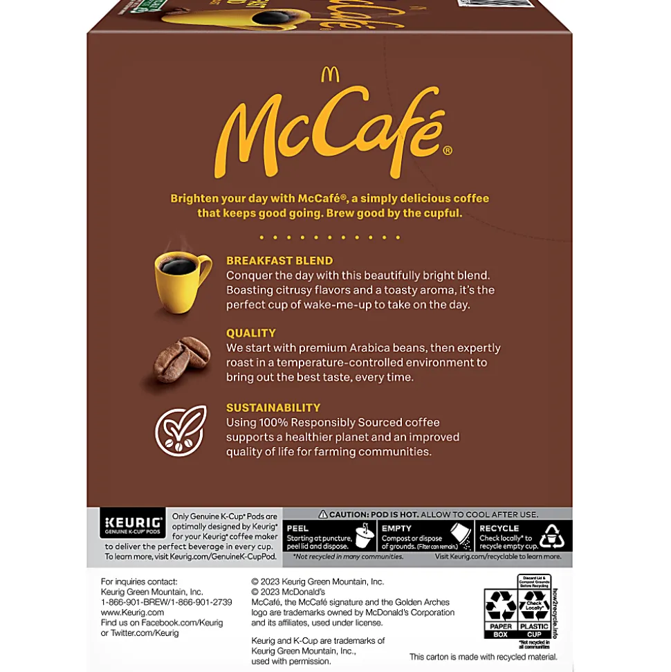 McCafe® Single-Serve Coffee K-Cup® Pods, Breakfast Blend, Carton Of 24