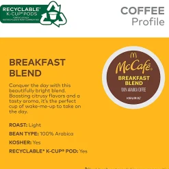 McCafe® Single-Serve Coffee K-Cup® Pods, Breakfast Blend, Carton Of 24
