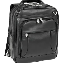 McKlein Lincoln Park Leather Convertible Computer Backpack, Black