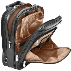 McKlein Lincoln Park Leather Convertible Computer Backpack, Black