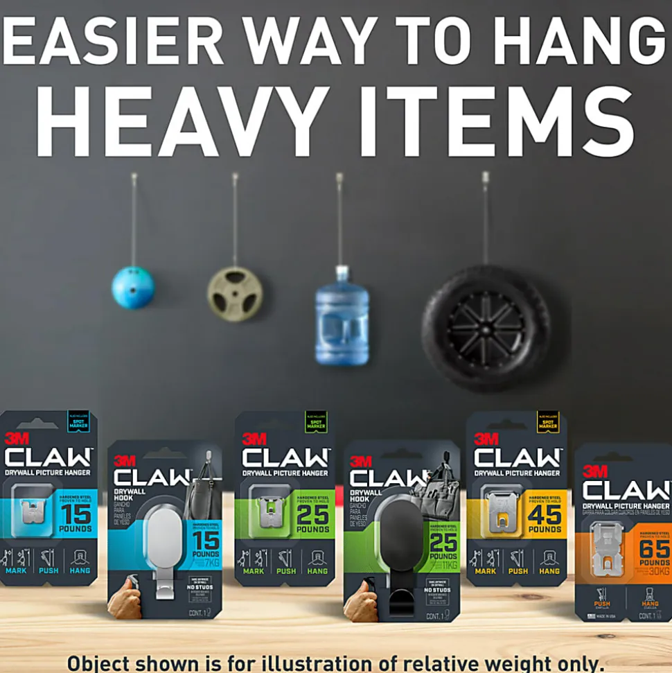3M CLAW 25 lb. Drywall Hooks, Black, Great for Hanging Backpacks, Jackets, Bath Towels and Home Décor, 1 Hook