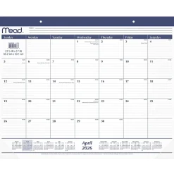 Mead® Basic Academic 2026-2027 Monthly Desk Pad Calendar, Standard, 21 3/4" x 17"