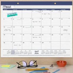 Mead® Basic Academic 2026-2027 Monthly Desk Pad Calendar, Standard, 21 3/4